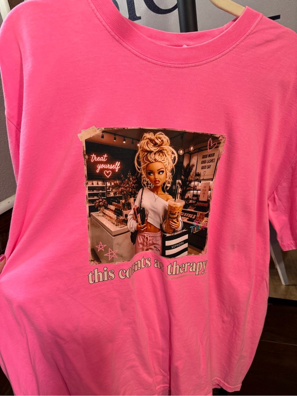 Pink Graphic Short-Sleeve Women’s Tee - This Counts as Therapy